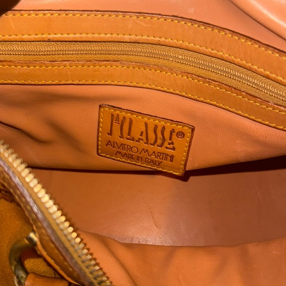 Alviero Martini Vintage Boston Bag Crossbody Purse Map Geo Leather Brown GUC - Picture 4 of 13